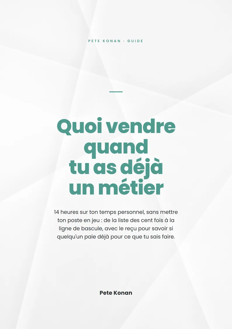Couverture : Quoi vendre quand tu as déjà un métier