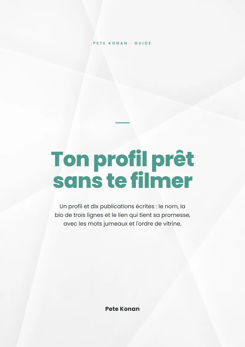Couverture : Ton profil prêt et dix publications, sans te filmer